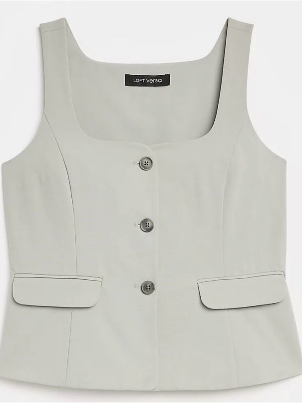 LOFT Light Gray Tailored Button Front Vest